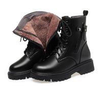 WOkismD Bottes à Talons Épais à Lacets de Combat pour Femmes,Noir,42 EU