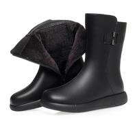 WOkismD Bottes Basses pour Femme à Talon épais Bas, Bout Rond, Confortables et décontractées, Courtes avec Fermeture éclair sur Le côté,Noir,39 EU