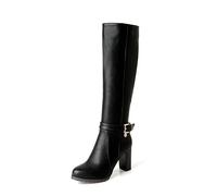 WOkismD Bottes Hautes Bottes de Chevalier Bottes à Talons épais Bottes Hautes Grande Taille 35-43 Bottes pour Femmes,Noir,35 EU