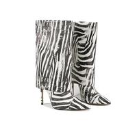 WOkismD Bottes pour Femmes à Bout Pointu, Chevilles rabattues, Talon Stiletto, Chaussures à la Mode élégantes à Talons Hauts,Noir,38 EU