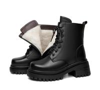 WOkismD Bottes Sexy à Talons Hauts pour Femmes, Bout Rond, Plateforme, Lacets, Daim, Fermeture éclair sur Le côté, Bottines à Cheville,Noir,41 EU