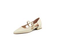 WOkismD Bottines à Talon Bas pour Femmes avec Bride de Cheville pour Le Printemps et l'automne,Beige,41 EU