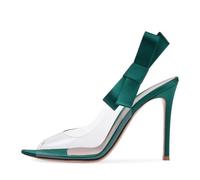 WOkismD Bottines à Talons Pointus en PVC pour Femmes avec Bride arrière de 12CM,Vert,41 EU