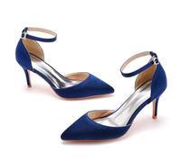 WOkismD Escarpins pour Femmes à Bride Cheville 7,5 CM, Bout Pointu avec Petit Talon, Chaussures Formelles pour Mariage et Demoiselle d'honneur