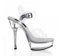 WOkismD Femmes Clear High Heel Platform Wedge Pump Sandales,Argent,45 EU