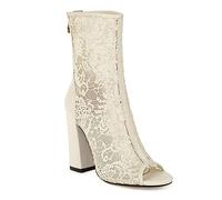 WOkismD Femmes Maille Peep Toe Bottines Talons épais Bottillons à Talons Bloc Talons Hauts Bottillons à Bout Ouvert avec Fermeture à glissière au Dos Chaussures habillées d'été Sexy,Beige,36