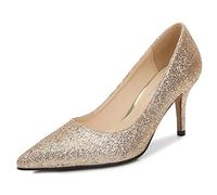 WOkismD Femmes Paillettes Pointues Talons Hauts Talons Fins Talons Hauts Chaussures antidérapantes Confortables Robe de mariée Mode Chaussures de mariée 8cm,d'or,41