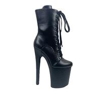 WOkismD Grande Taille 20CM Matte Ultra-High Heeled Knight Boots Pole Dance Nightclub Fine Heeled Boots,Noir,40 EU