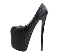 WOkismD Plate-Forme Escarpins Bout Fermé Talons Aiguilles Escarpins Sexy Talons Hauts pour Unisexe Bout Rond Party Club Décapant Exotique Perform Robe De Bal Chaussures 19cm Talons,Noir,37