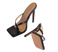 WOkismD Sandales à Talons élégantes Ouvertes dessues en Tongs pour Femmes, 12CM, à Enfiler, Style été, parfaites pour Les fêtes.,Noir,37 EU