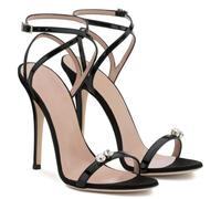 WOkismD Sandales à Talons Hauts à Bout Ouvert pour Femmes avec Bride à la Cheville, Talons Aiguilles de 12 cm/4,7 po,Noir,43 EU