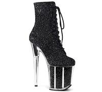 WOkismD Sexy High Boots Round Toe Pole Dance 7.8In High Heels Discothèque Modèle Catwalk Platform Shoes Glitter Glitter Stiletto Lace Up Pumps for Party Evening Chaussures à talons,Noir,41