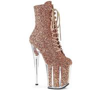 WOkismD Sexy High Boots Round Toe Pole Dance 7.8In High Heels Discothèque Modèle Catwalk Platform Shoes Glitter Glitter Stiletto Lace Up Pumps for Party Evening Chaussures à talons,D'or,39