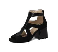 WOkismD Talons Hauts de Danse pour Femmes Gladiateur Ouvert à 7,5 cm, avec Zip à l'arrière et Design Creux,Noir,45 EU