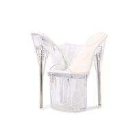WOkismD Talons Mules à Plateforme en PVC Transparent pour Femmes de 19CM, Talon Stiletto Transparent, Bout Ouvert, Talons d'été pour fête,Blanc,36 EU