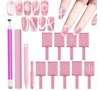 WOKOTO Lot de 13 aimants à ongles œil de chat rose pour ongles œil de chat - Outils magnétiques mignons - Série rose - Aimant cylindrique pour ongles - Pour ongles - Aimants magnétiques pour vernis à