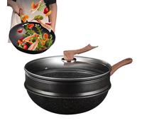 Woks non-stick - 30,5 cm Deep Pan | Pot de cuisson durable | Accessoire de cuisine avec couvercle | Équipement de restaurant | Outil de cuisson à la vapeur pour crêpes, outil de cuisson à la saute à