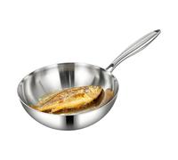 Woks - Outil de cuisson en acier inoxydable - 32 × 10 cm - Accessoire de vie compact - Configuration familiale fiable - Pour les repas, les petits déjeuners, les légumes, les fruits de mer et toutes