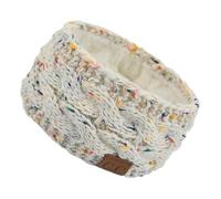 Wokuaile Femmes Chaud Tricot Bandeau Hiver Cache-oreilles Crochet Tête Enveloppe Épais Polaire Doublure Beige Mélangé