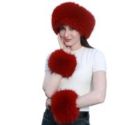 Wokuaile Femmes Hiver Chaud Bandeau en Fausse Fourrure Cache-oreilles épais Polaire Doublure Cheveux Bandes Rouge