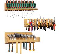 Wokyy Lot de 3 supports muraux pour tournevis, pinces en bambou, marteau, outils de rangement pour garage, atelier