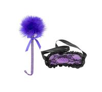 WOL VEE 2 pièces chatouilleuse de plumes et masque pour les yeux avec dentelle - jouet chatouilleuse - fouet de scène-B216 (violet)