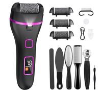 Wolady Rapeuse Pieds Electrique, 14 en 1 Kit de Pédicure Anti-callosités, Ponceuse Pied Rechargeable 1200 mAh, Rappe Pieds Pédicure Étanche IPX4, 2 Vitesses 3 Têtes Rouleaux et Lumière LED (Noir)
