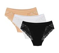 Wolbar Culotte Classique Slip Élégant WB408 - Fabriqué en UE, Beige-Blanc-Noir,XL