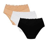 Wolbar Culotte Classique Slip Élégant WB415 - Fabriqué en UE, Beige-Blanc-Noir,XXL