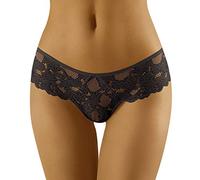 Wolbar Femme Culotte Slip Dentelle Motif Végétal WB425, Noir,S