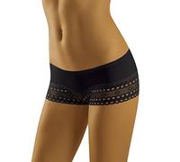 Wolbar Femme Shorty Taille Basse Dentelle Ajourée WB309 Noir,M
