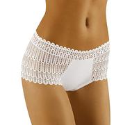 Wolbar Femme Shorty Taille Basse Dentelle Ajourée WB418, Blanc,S