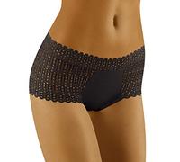 Wolbar Femme Shorty Taille Basse Dentelle Ajourée WB418, Noir,M
