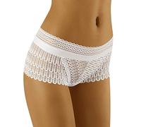 Wolbar Femme Slip Shorty Dentelle Ajourée WB419, Blanc,XL