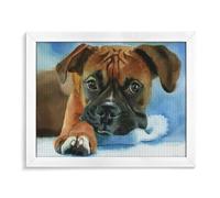 WOLCIKI Kit de peinture diamant 5D à faire soi-même pour adultes, peinture à l'aquarelle motif chien boxeur, chiot mignon, art complet, strass en cristal, décoration murale d'intérieur, 30,5 x 40,6 cm