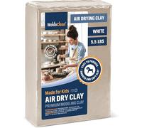 WoldoClean Argile Autodurcissante Blanche - 2,5 kg Pâte à Modeler Sans Cuisson - Pain de Terre Air Dry Clay Chamottée Résistante aux Fissures pour Poterie & Sculpture