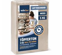 WoldoClean Argile Autodurcissante Blanche - 5 kg Pâte à Modeler Sans Cuisson - Pain de Terre Air Dry Clay Chamottée Résistante aux Fissures pour Poterie & Sculpture