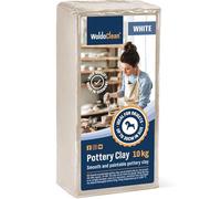 WoldoClean Argile de Potier Soft Ton Blanche 10 kg - Terre à Cuire & Séchage Air, Pâte Naturelle avec 25% Chamotte 0,5mm pour Tour de Potier & Sculpture