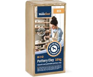 WoldoClean Argile de Potier Soft Ton Rouge 10 kg - Terre à Cuire & Séchage Air, Pâte Naturelle Terracotta avec 25% Chamotte 0,5mm pour Tour de Potier