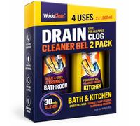 WoldoClean Déboucheur Set 2x1000ml - Cuisine & Salle de bain | Gel Extra Puissant contre Graisse, Cheveux & Restes Alimentaires | Nettoyant pour Évier, Douche & Lavabo
