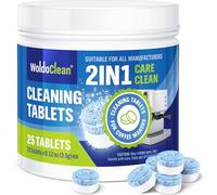 WoldoClean Pastilles de Nettoyage 2 Phases 25 Pièces - pour Machine à Café | Dissout graisses et résidus, protège le groupe d'infusion et les conduits, compatible avec Jura, Siemens, DeLonghi, Sage
