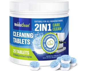 WoldoClean Pastilles de nettoyage 2 phases pour machines à café automatiques - 25 pièces, compatibles programmes automatiques
