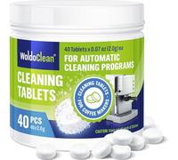 WoldoClean Pastilles de Nettoyage Machine à Café - 40 Pièces Dégraissant | Tablettes anti graisse pour programme automatique et porte-filtre, dissout huile et résidus, compatible avec Krups, Philips