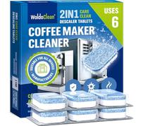 WoldoClean Pastilles Détartrantes 2en1 pour Machines à Café - Détartrant 2-Phases contre Calcaire & Corrosion, emballées individuellement sous blister, 6 Tab