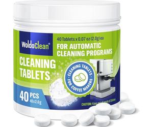 WoldoClean Tablettes de nettoyage pour machines à café automatiques 40 x 2 g - Compatible avec Siemens, Jura, Delonghi, Bosch, Melitta, WMF, Miele, Krups