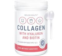 WoldoHealth Collagène & Acide Hyaluronique 500g - Poudre avec Biotine & Peptides Type 1 3 pour Peau