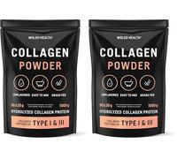 WoldoHealth Collagène Poudre 1kg Bovin Hydrolysé - Protéine Neutre Peptides Type 1 & 3 pour Café & Shakes (Lot de 2)