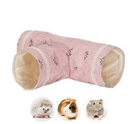 WOLEDOE Tunnel pliable à 3 voies pour animal domestique - Tunnel de jeu pour cochons d'Inde, hamsters syriens, lapins nains, rats, hérissons - Rose