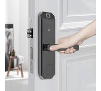 WOLEGM Empreinte digitale électronique, serrure de porte Smartes avec poignée libre et plusieurs méthodes de déverrouillage pour une épaisseur de portes en bois de 35 à 50 mm, portes intérieures