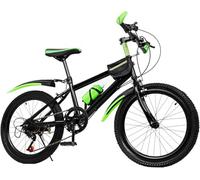 WOLEGM VTT pour enfants garçons et filles, vélo de 20 pouces pour adolescents de 8 à 13 ans, 7 vitesses avec freins à disque avant et frein de stationnement arrière et cadre en acier au carbone, vert